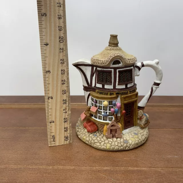Hometown Teapot Cottages Resin Merry Go Round Toys Shop with Lid Decor 2