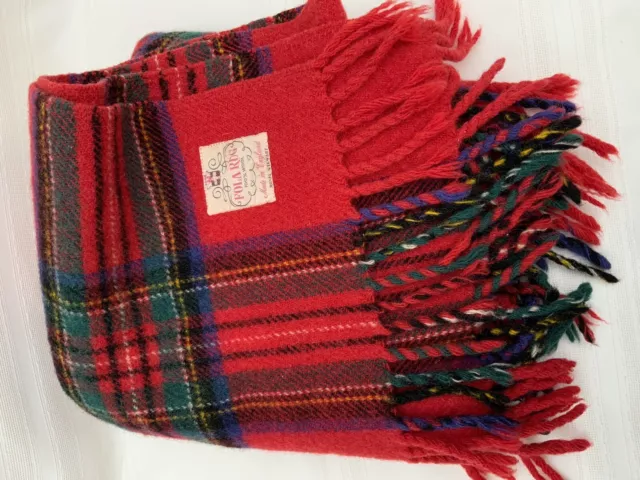 Vintage FOLA Rug Royal Stuart Tartan 100% Wool Blanket  England