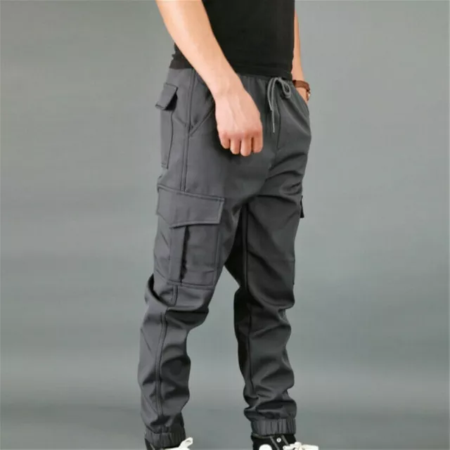 Uomo Cargo Pantaloni Al Ginocchio Tasca Elastico Vita Harem Casual Slim Fit