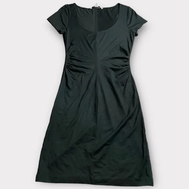 Diane von Furstenberg Black Bally Side Ruching Cap Sleeve Dress M