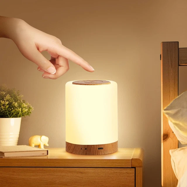 Aisutha Nachttischlampe, LED Nachttischlampe Touch Dimmbar Mit 10 Farben Und 4 M