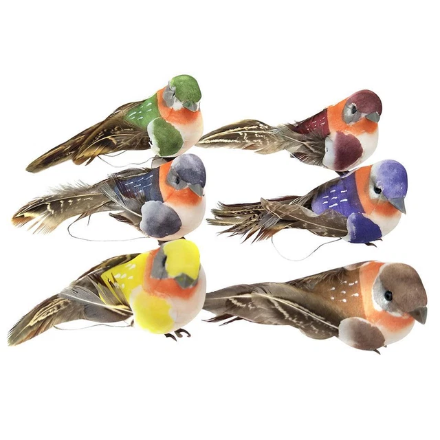12pcs Fake Birds Garden Prop Foam Feather Birds Models for Home Garden Ornaments