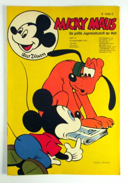 Micky Maus 1972 Heft 47 vom 18 November 1972  Walt Disney Zustand 1 ohne Beilage
