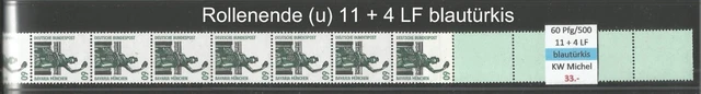 RM Sehenswürdigkeiten 60 Pfg RG 500 ROLLENENDE 11 + 4 LF u blautürkis