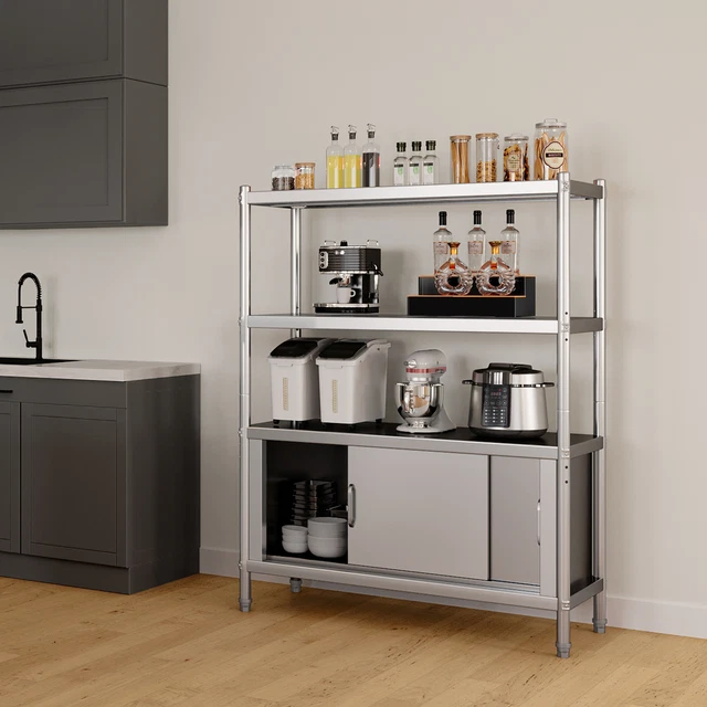 TAUS 4 Tier Organizer Shelf Stainless Steel Storage Cabinet Heavy Duty Shelving