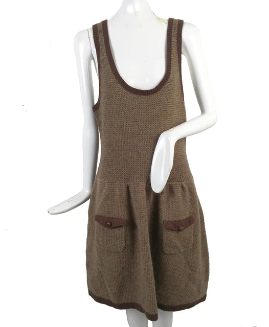 NEW Vintage Ralph Lauren Rugby Dress!  Brown & Tan Houndstooth  Heavier Wool