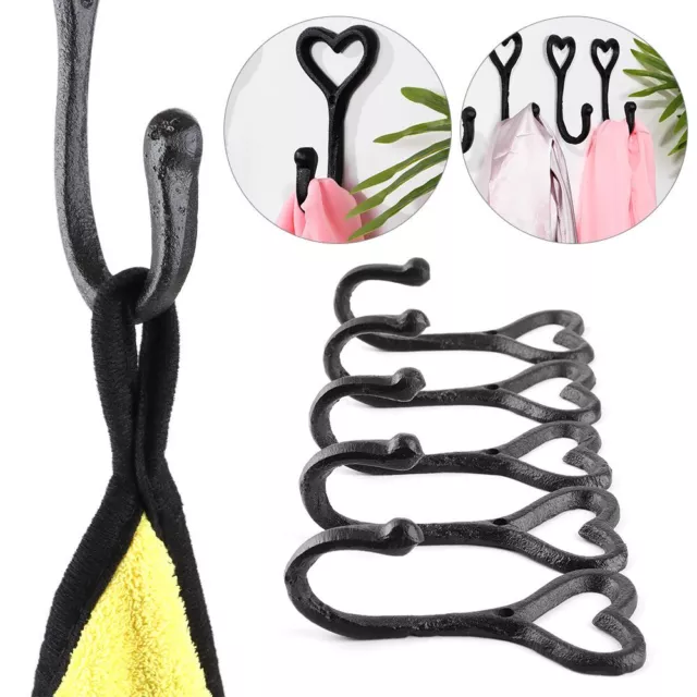 Decor Chic Wall Mounted Antique Key Holder Coat Hooks Cast Iron Heart Shape
