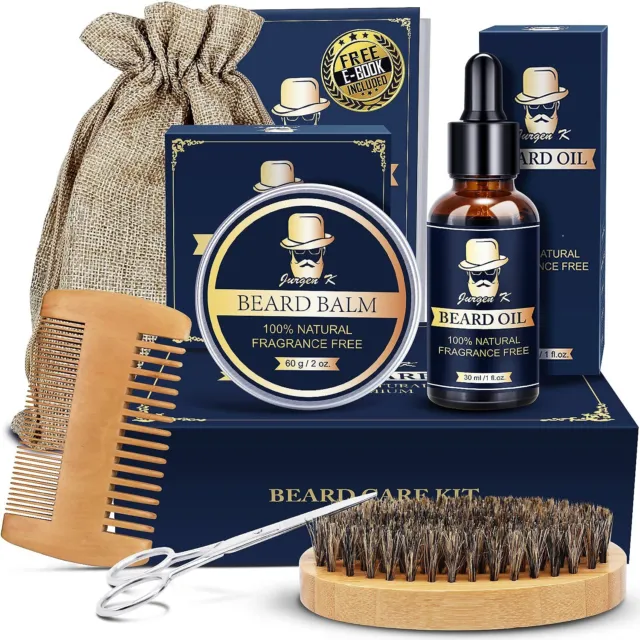 Beard Growth Care Grooming Kit Mustache Trimming  Comb Brush Scissors Gift Men