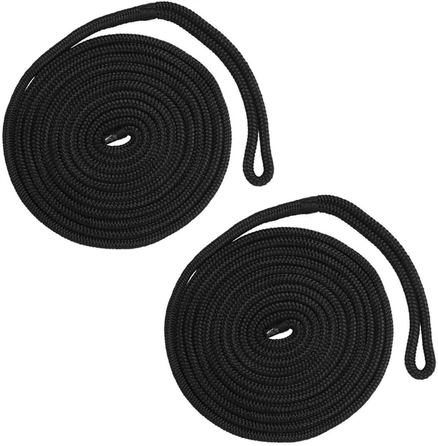 NovelBee 2 Pcs 1/2 Inch 25 Feet Double Braid Nylon Dock Line Boat Mooring Rope.