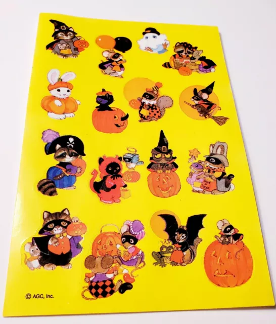 Vtg Halloween Stickers Sheet American Greetings Cute Critters Costumes 1 Sheet
