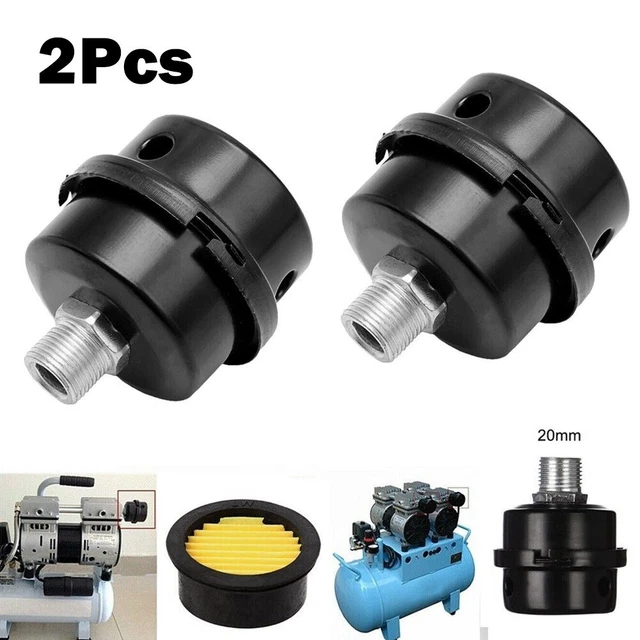 Lot De 2 Filtres Compresseur D'Air Silencieux 20 Mm - Réducteur De Bruit Pour Compresseurs à Piston