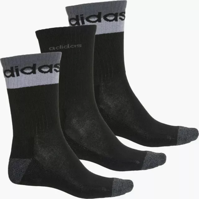 3 PAIR ADIDAS Crew Socks, Men's Shoe Size 6-12, Gift, Gray Black, B43 ...