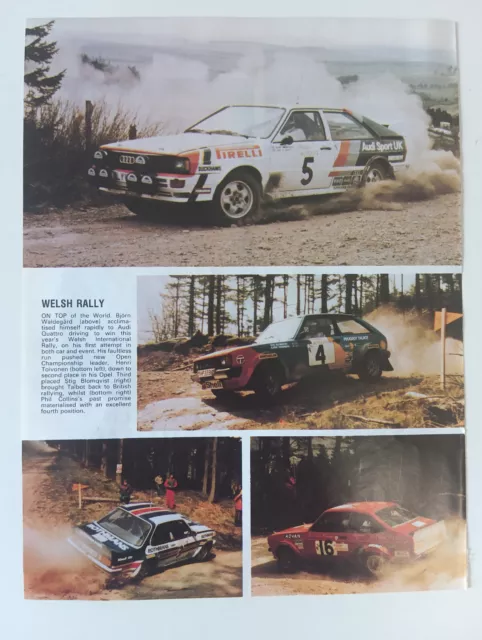 1982 Welsh International Rally Audi Opel Vintage Magazine Page Poster 1980s