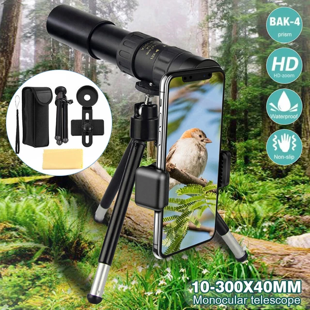 NEW* 4K 10-300X40mm Telephoto Lens Zoom Monocular Telescope Night w/ Tripod+Clip