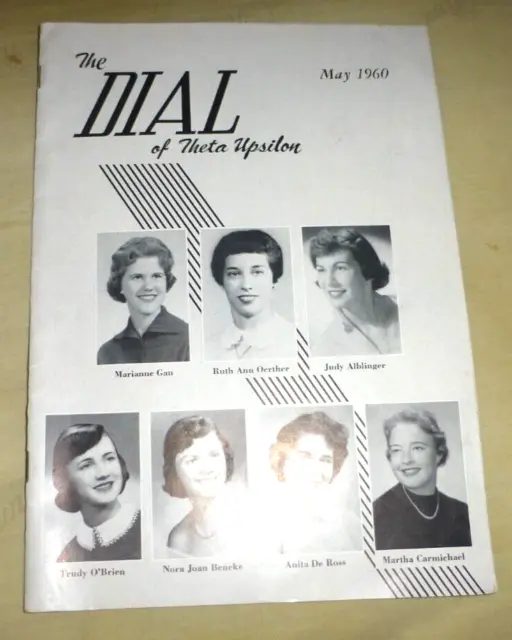 Vintage Publication Fraternity Sorority Dial Of Theta Upsilon 1960