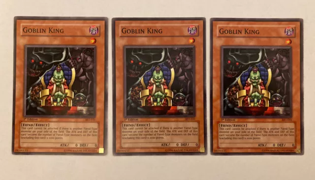 Yugioh TCG ! 3X Goblin King - Near Mint AST-031 - 1st Edition Common