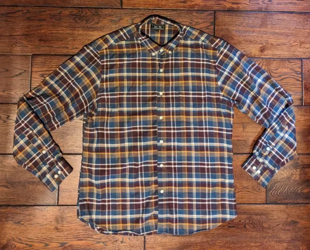 BLADE + BLUE Men's Midweight L/S  Plaid Cotton Flannel Shirt Maroon Green Size L