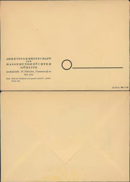 Briefumschlag Arbeitsgemeinschaft der Rassehundezüchter Görlitz Nonnenstraße 16