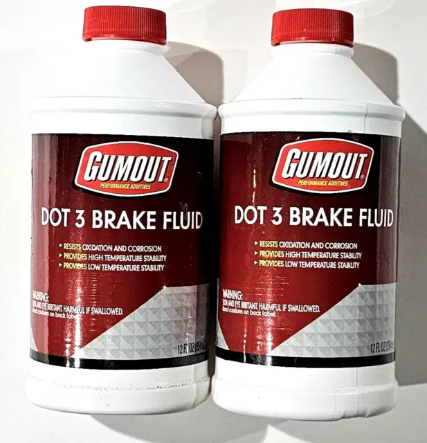 2 Pack Gumout Performance Additives Dot 3 Brake Fluid Resist Oxidation 12oz