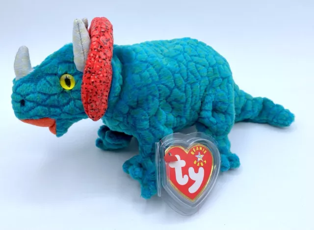-Q Ty Beanie Baby Babies With Tag 2000 Hornsly Dinosaur Triceratops