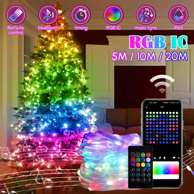2025 RGB IC Christmas Fairy Light APP Control Bluetooth LED String ...