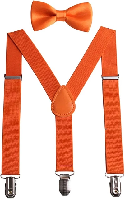 GUCHOL Child Kids Suspenders Bow Tie for Boys and Girls Adjustable Elastic Class