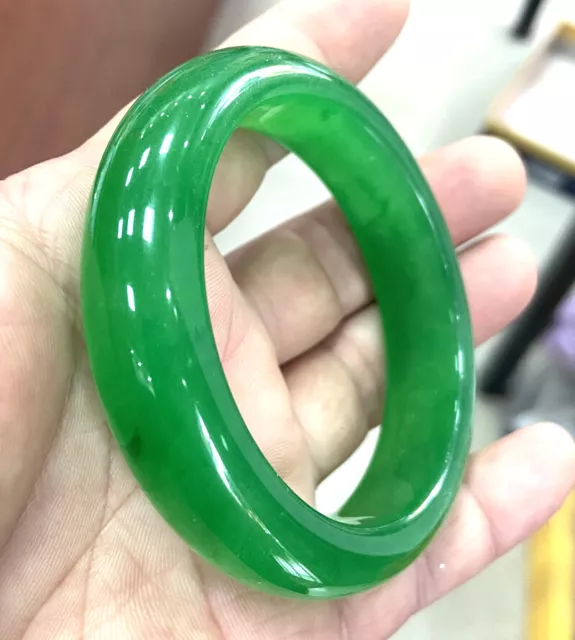 Certified Natural Green A Grade Green Jade jadeite bracelets 59mm 0428