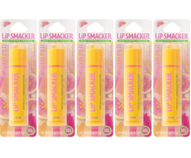 5 Pack Lip Smacker PINK LEMONADE Lip Balm 0.14 oz/ea~ Sealed & Carded