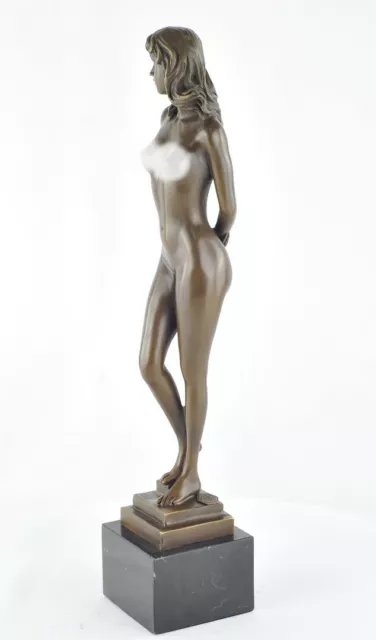 Signed Bronze Art Deco Style Art Nouveau Style Sexy Dancer Sculpture Statue 3