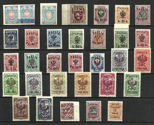 POLAND 1860 - 1918 - 1919  ** MNH OVPT lot