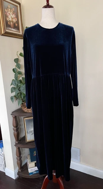 Jacqueline Ferrar Vintage Blue Velvet Long Sleeve Dress sz 14