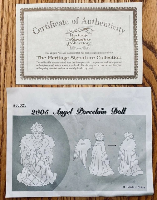 Heritage Signature Collection 2005 Angel Porcelain Doll Item #80025 New-In-Box,  5