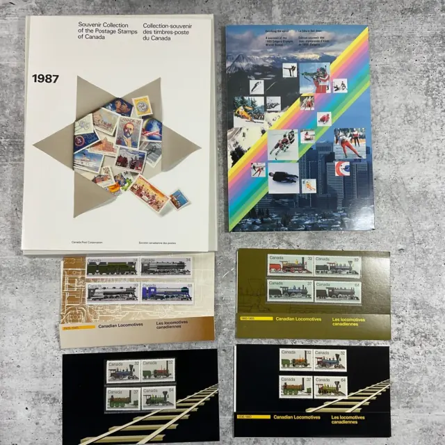1987 Souvenir Colección Of The Envío Sellos De Canadá & Canadian Locomotoras