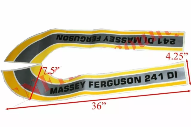 New Massey Ferguson 241 DI Tractor Bonnet Side Decal Emblem Sticker Set