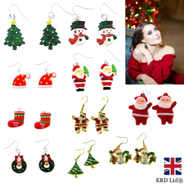 CHRISTMAS EARINGS Funky Novelty Gift Fancy Dress Snowman Santa Stocking Filler