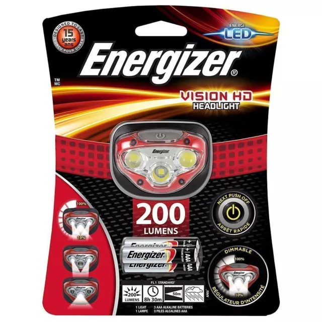 Lampe frontale 4 LED - Energizer 200 LUMENS 	EPH4L