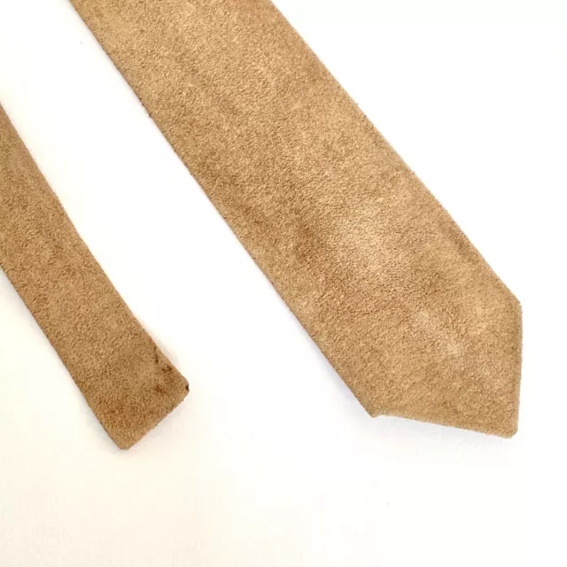 Vintage Skinny Suede Leather Neck Tie Womens Fashion 50in Long 1.75in Wide READ