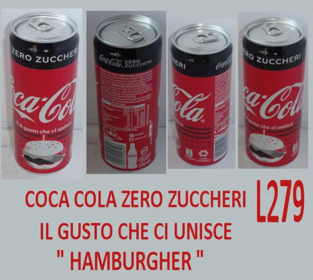 Lattina Coca Cola Gusto Che Ci Unisce Zero Zuccheri Hamburgher Nuova Piena L279