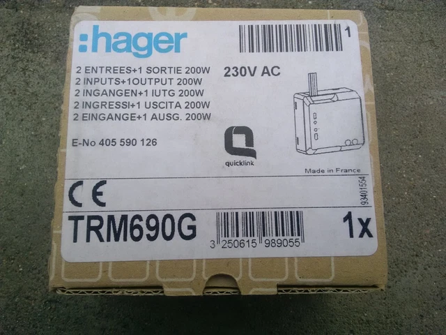 Micro module commutateur sans neutre 200w Radio sans fil  TRM690G Hager KNX