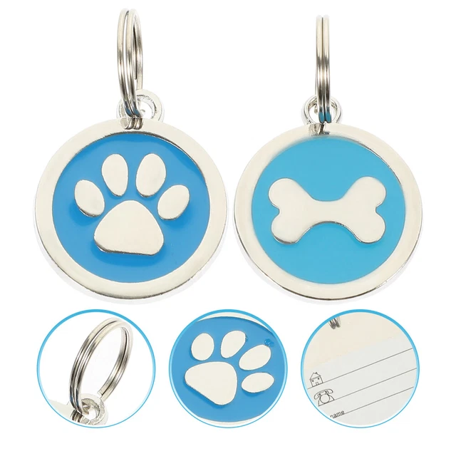 2 piezas Collares Decorativos Identidad Mascota Etiquetas ID Nombre Etiquetas para Mascotas Exterior