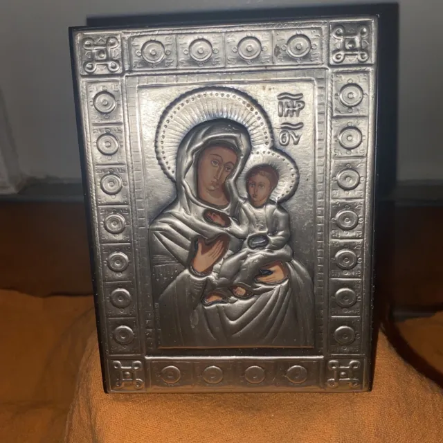Madonna and Child Embossed Religious Icon