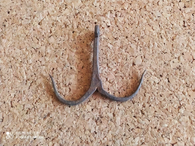 Antique 19th C. Hand Forged WROUGHT Iron Hook HANGER Hunting Farm TOOL