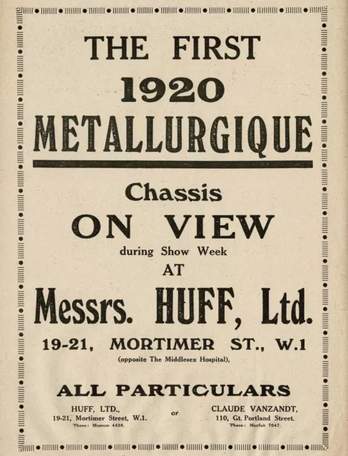 Antique Huff Metallurgique Car Chassis Vintage Print Ad