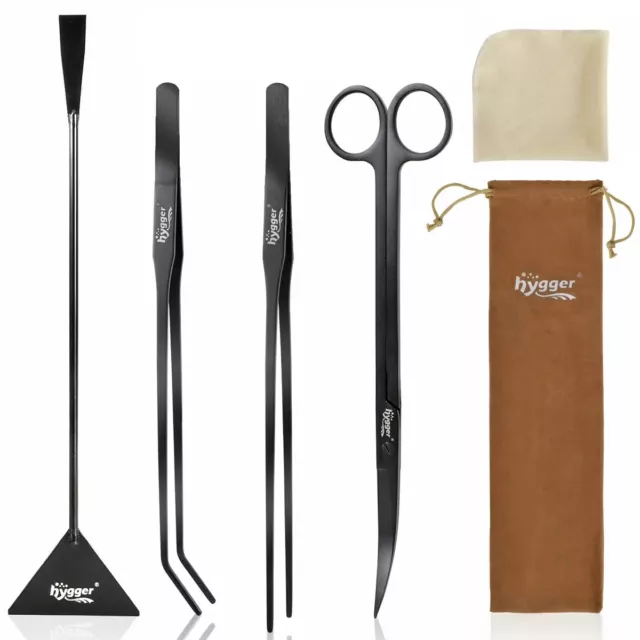 Hygger Stainless Steel Premium Black Aquarium Scaping Tools