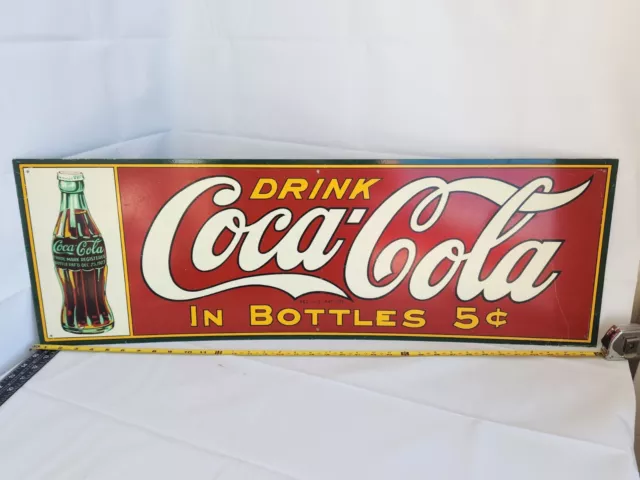 Coca Cola Metal Sign Drink Coca Cola In Bottles 5 Cents EXCELLENT CONDITION