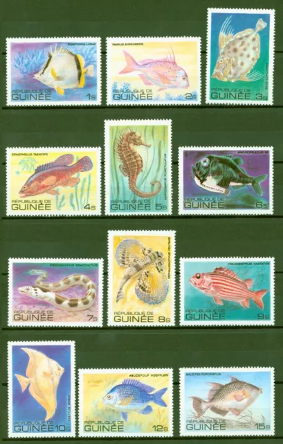 Guinea 1980 - Fish Seahorses Riddled Perch Pushfish Eel - No. 871-82 **