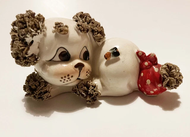 Lefton Vintage  Spaghetti Dog with Bee Poodle Puppy Figurine
