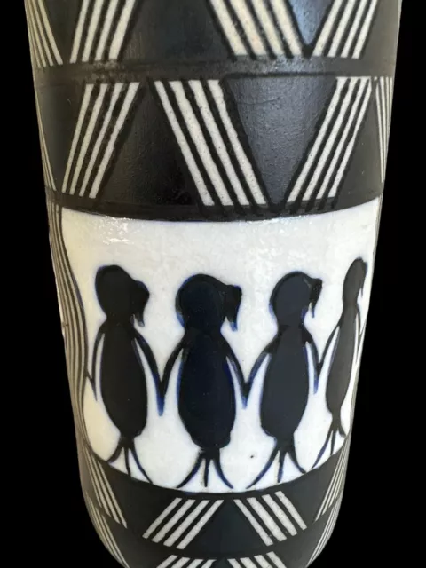 Germany Pottery Ceramic Vase Hand Painted Decor Mid Century Modern Tall 1970s 3