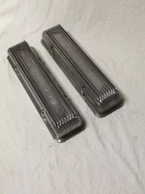 1956-1957 Corvette 9 Fin Aluminum Valve Covers #GM 3726086  (staggered holes)