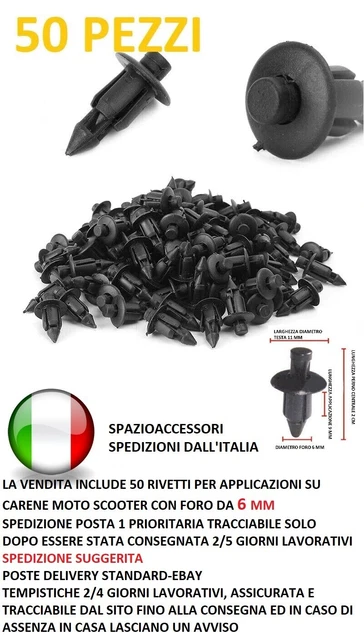 50pcs rivetti clips scatto plastica 6MM carene per For Honda For Suzuki